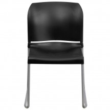 Flash Furniture RUT-238A-BK-GG HERCULES Series 880 lb. Capacity Black Full Back Contoured Stack Chair with Sled Base addl-2