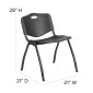 Flash Furniture RUT-D01-BK-GG HERCULES Series 880 lb. Capacity Black Polypropylene Stack Chair addl-4