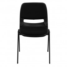 Flash Furniture RUT-EO1-01-PAD-GG HERCULES Series 880 lb. Capacity Black Ergonomic Shell Stack Chair with Padded Seat and Back addl-2