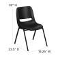 Flash Furniture RUT-EO1-BK-GG HERCULES Series 880 lb. Capacity Black Ergonomic Shell Stack Chair addl-4