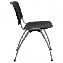 Flash Furniture RUT-F01A-BK-GG HERCULES Series 880 lb. Capacity Black Polypropylene Stack Chair with Titanium Frame Finish addl-4