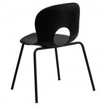Flash Furniture RUT-NC258-BK-GG HERCULES Series 770 lb. Capacity Designer Black Plastic Stack Chair with Black Powder Coated Frame Finish addl-1