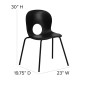 Flash Furniture RUT-NC258-BK-GG HERCULES Series 770 lb. Capacity Designer Black Plastic Stack Chair with Black Powder Coated Frame Finish addl-4