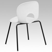 Flash Furniture RUT-NC258-WHITE-GG HERCULES Series 770 lb. Capacity Designer White Plastic Stack Chair with Black Powder Coated Frame Finish addl-1