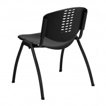Flash Furniture RUT-NF01A-BK-GG HERCULES Series 880 lb. Capacity Black Polypropylene Stack Chair with Black Frame Finish addl-1