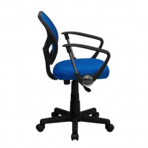 Flash Furniture WA-3074-BL-A-GG Mid-Back Blue Mesh Task Chair with Arms addl-3