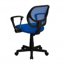Flash Furniture WA-3074-BL-A-GG Mid-Back Blue Mesh Task Chair with Arms addl-1