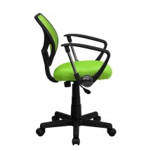 Flash Furniture WA-3074-GN-A-GG Mid-Back Green Mesh Task Chair with Arms addl-3