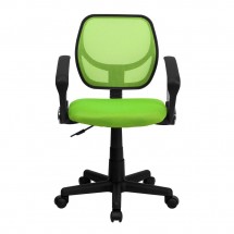 Flash Furniture WA-3074-GN-A-GG Mid-Back Green Mesh Task Chair with Arms addl-2