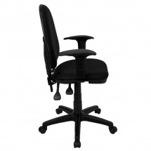 Flash Furniture WL-A654MG-BK-A-GG Mid-Back Black Fabric Multi-Functional Task Chair with Arms and Adjustable Lumbar Support addl-3