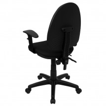 Flash Furniture WL-A654MG-BK-A-GG Mid-Back Black Fabric Multi-Functional Task Chair with Arms and Adjustable Lumbar Support addl-1