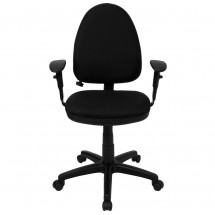 Flash Furniture WL-A654MG-BK-A-GG Mid-Back Black Fabric Multi-Functional Task Chair with Arms and Adjustable Lumbar Support addl-2