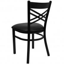 Flash Furniture XU-6FOBXBK-BLKV-GG HERCULES Series Black X Back Metal Restaurant Chair - Black Vinyl Seat addl-1