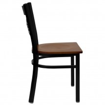 Flash Furniture XU-6FOBXBK-CHYW-GG HERCULES Series Black X Back Metal Restaurant Chair - Cherry Wood Seat addl-3