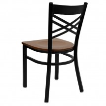 Flash Furniture XU-6FOBXBK-CHYW-GG HERCULES Series Black X Back Metal Restaurant Chair - Cherry Wood Seat addl-1