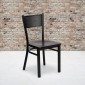 Flash Furniture XU-DG-60115-GRD-MAHW-GG HERCULES Series Black Grid Back Metal Restaurant Chair - Mahogany Wood Seat addl-4
