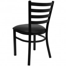 Flash Furniture XU-DG694BLAD-BLKV-GG HERCULES Series Black Ladder Back Metal Restaurant Chair - Black Vinyl Seat addl-1