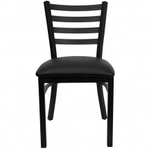 Flash Furniture XU-DG694BLAD-BLKV-GG HERCULES Series Black Ladder Back Metal Restaurant Chair - Black Vinyl Seat addl-2