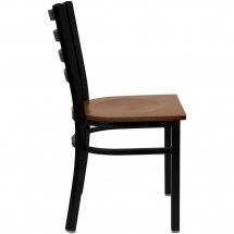 Flash Furniture XU-DG694BLAD-CHYW-GG HERCULES Series Black Ladder Back Metal Restaurant Chair - Cherry Wood Seat addl-3