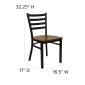 Flash Furniture XU-DG694BLAD-CHYW-GG HERCULES Series Black Ladder Back Metal Restaurant Chair - Cherry Wood Seat addl-4
