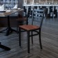 Flash Furniture XU-DG694BLAD-CHYW-GG HERCULES Series Black Ladder Back Metal Restaurant Chair - Cherry Wood Seat addl-5