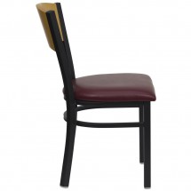 Flash Furniture XU-DG-6F2B-CIR-BURV-GG HERCULES Series Black Circle Back Metal Restaurant Chair - Natural Wood Back, Burgundy Vinyl Seat addl-2