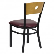 Flash Furniture XU-DG-6F2B-CIR-BURV-GG HERCULES Series Black Circle Back Metal Restaurant Chair - Natural Wood Back, Burgundy Vinyl Seat addl-1