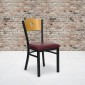 Flash Furniture XU-DG-6F2B-CIR-BURV-GG HERCULES Series Black Circle Back Metal Restaurant Chair - Natural Wood Back, Burgundy Vinyl Seat addl-4