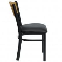 Flash Furniture XU-DG-6G7B-SLAT-BLKV-GG HERCULES Series Black Slat Back Metal Restaurant Chair - Natural Wood Back, Black Vinyl Seat addl-2