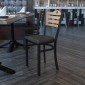 Flash Furniture XU-DG-6G7B-SLAT-BLKV-GG HERCULES Series Black Slat Back Metal Restaurant Chair - Natural Wood Back, Black Vinyl Seat addl-5