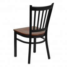 Flash Furniture XU-DG-6Q2B-VRT-CHYW-GG HERCULES Series Black Vertical Back Metal Restaurant Chair - Cherry Wood Seat addl-1
