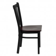 Flash Furniture XU-DG-6Q2B-VRT-MAHW-GG HERCULES Series Black Vertical Back Metal Restaurant Chair - Mahogany Wood Seat addl-3