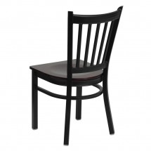 Flash Furniture XU-DG-6Q2B-VRT-MAHW-GG HERCULES Series Black Vertical Back Metal Restaurant Chair - Mahogany Wood Seat addl-1