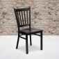 Flash Furniture XU-DG-6Q2B-VRT-MAHW-GG HERCULES Series Black Vertical Back Metal Restaurant Chair - Mahogany Wood Seat addl-4
