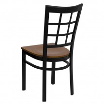 Flash Furniture XU-DG6Q3BWIN-CHYW-GG HERCULES Series Black Window Back Metal Restaurant Chair - Cherry Wood Seat addl-1