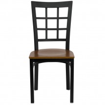 Flash Furniture XU-DG6Q3BWIN-CHYW-GG HERCULES Series Black Window Back Metal Restaurant Chair - Cherry Wood Seat addl-2