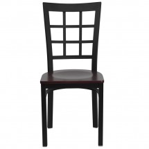 Flash Furniture XU-DG6Q3BWIN-MAHW-GG HERCULES Series Black Window Back Metal Restaurant Chair - Mahogany Wood Seat addl-2