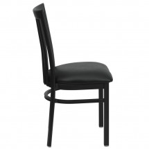 Flash Furniture XU-DG6Q4BSCH-BLKV-GG HERCULES Series Black School House Back Metal Restaurant Chair - Black Vinyl Seat addl-3