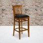 Flash Furniture XU-DGW0008BARVRT-CHY-BLKV-GG HERCULES Series Cherry Finished Vertical Slat Back Wooden Restaurant Bar Stool - Black Vinyl Seat addl-4