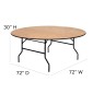 Flash Furniture YT-WRFT72-TBL-GG 72 Round Wood Folding Banquet Table with Clear Coated Finished Top addl-3