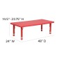 Flash Furniture YU-YCX-0013-2-RECT-TBL-RED-R-GG Adjustable Rectangular Red Plastic Activity Table Set with 4 School Stack Chairs addl-4