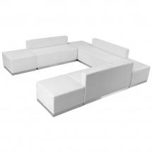Flash Furniture ZB-803-660-SET-WH-GG HERCULES Alon Series White Leather Reception Ottoman Configuration, 7-Pieces addl-3