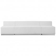 Flash Furniture ZB-803-680-SET-WH-GG HERCULES Alon Series White Leather Reception Loveseat Configuration, 3-Pieces addl-1