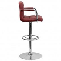 Flash Furniture CH-102029-BURG-GG Contemporary Burgundy Quilted Vinyl Adjustable Height Bar Stool with Arms addl-4