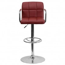 Flash Furniture CH-102029-BURG-GG Contemporary Burgundy Quilted Vinyl Adjustable Height Bar Stool with Arms addl-2