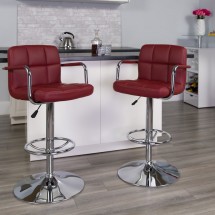 Flash Furniture CH-102029-BURG-GG Contemporary Burgundy Quilted Vinyl Adjustable Height Bar Stool with Arms addl-3