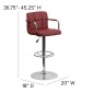Flash Furniture CH-102029-BURG-GG Contemporary Burgundy Quilted Vinyl Adjustable Height Bar Stool with Arms addl-5