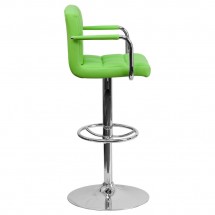 Flash Furniture CH-102029-GRN-GG Contemporary Green Quilted Vinyl Adjustable Height Bar Stool with Arms addl-4