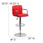 Flash Furniture CH-102029-RED-GG Contemporary Red Quilted Vinyl Adjustable Height Bar Stool with Arms addl-5