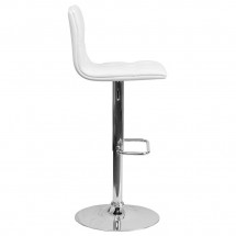 Flash Furniture CH-112080-WH-GG Contemporary Tufted White Vinyl Adjustable Height Bar Stool addl-4